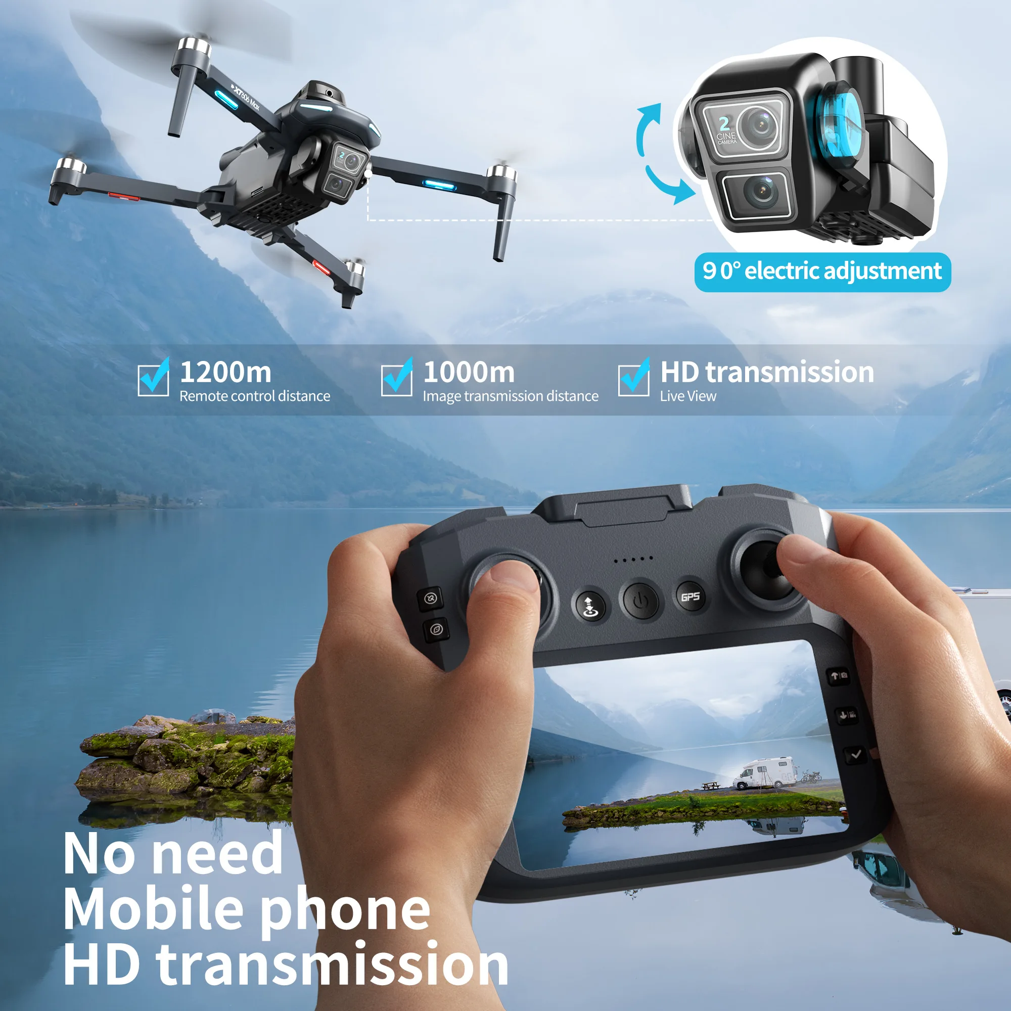 โดรนรุ่น Original XT606 ระดับม - Drone Gps Rc Tt36 บทวิจารณ์และราคา